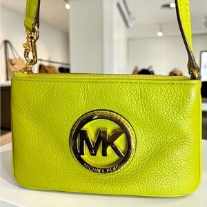 Michael Kors Lime Green Pebbled Leather Mini Bag